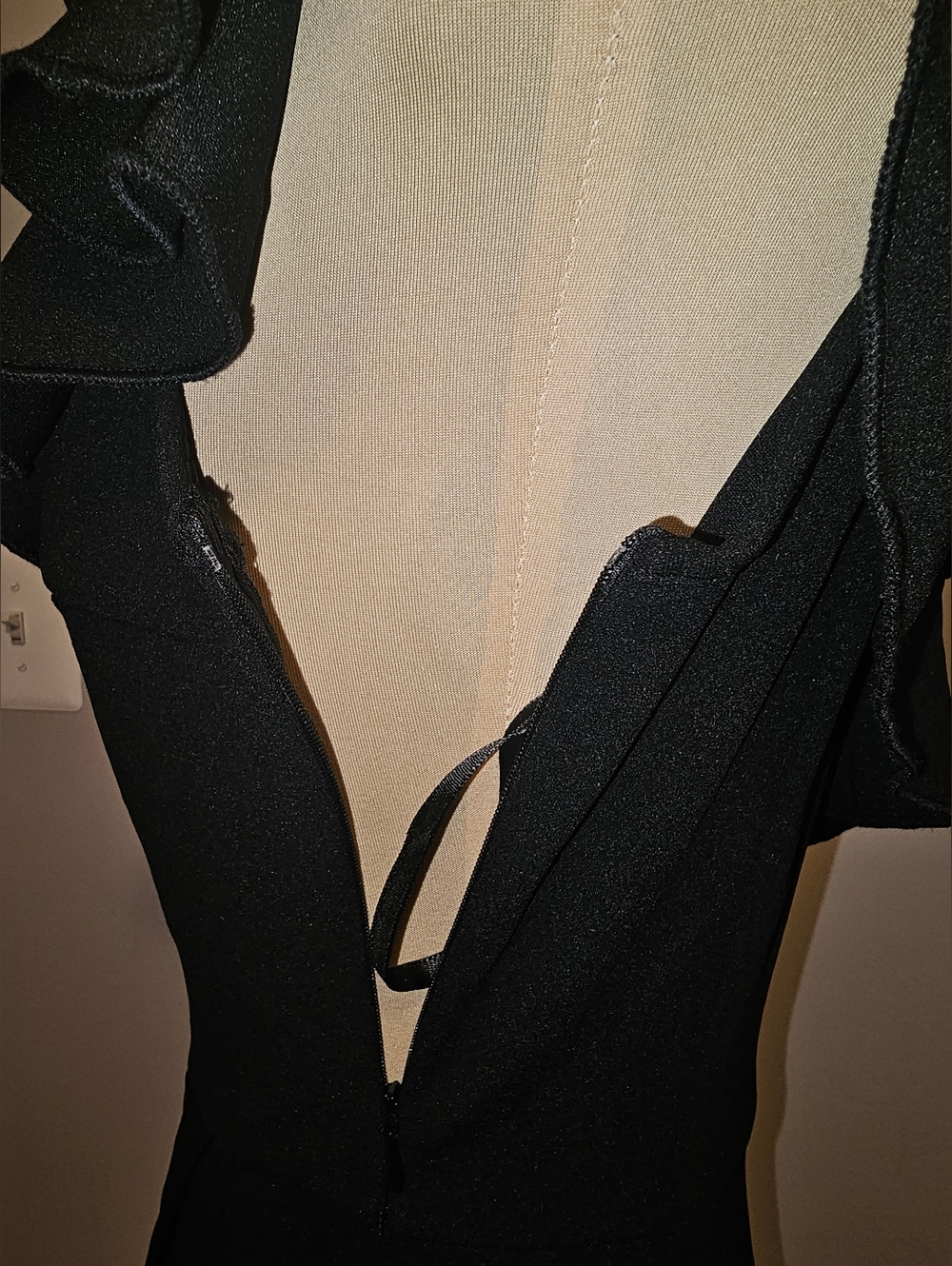 Grace Karin NWT One-Shoulder Black Ruffle Midi Dress Sz S - Picture 5 of 11